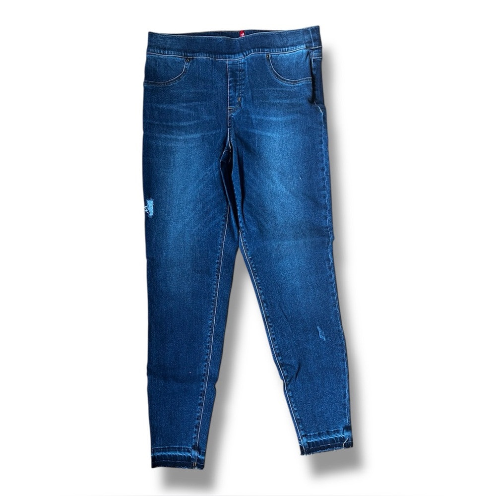 SPANX Jeggings Dark Blue Mini-Distressed Women's Large